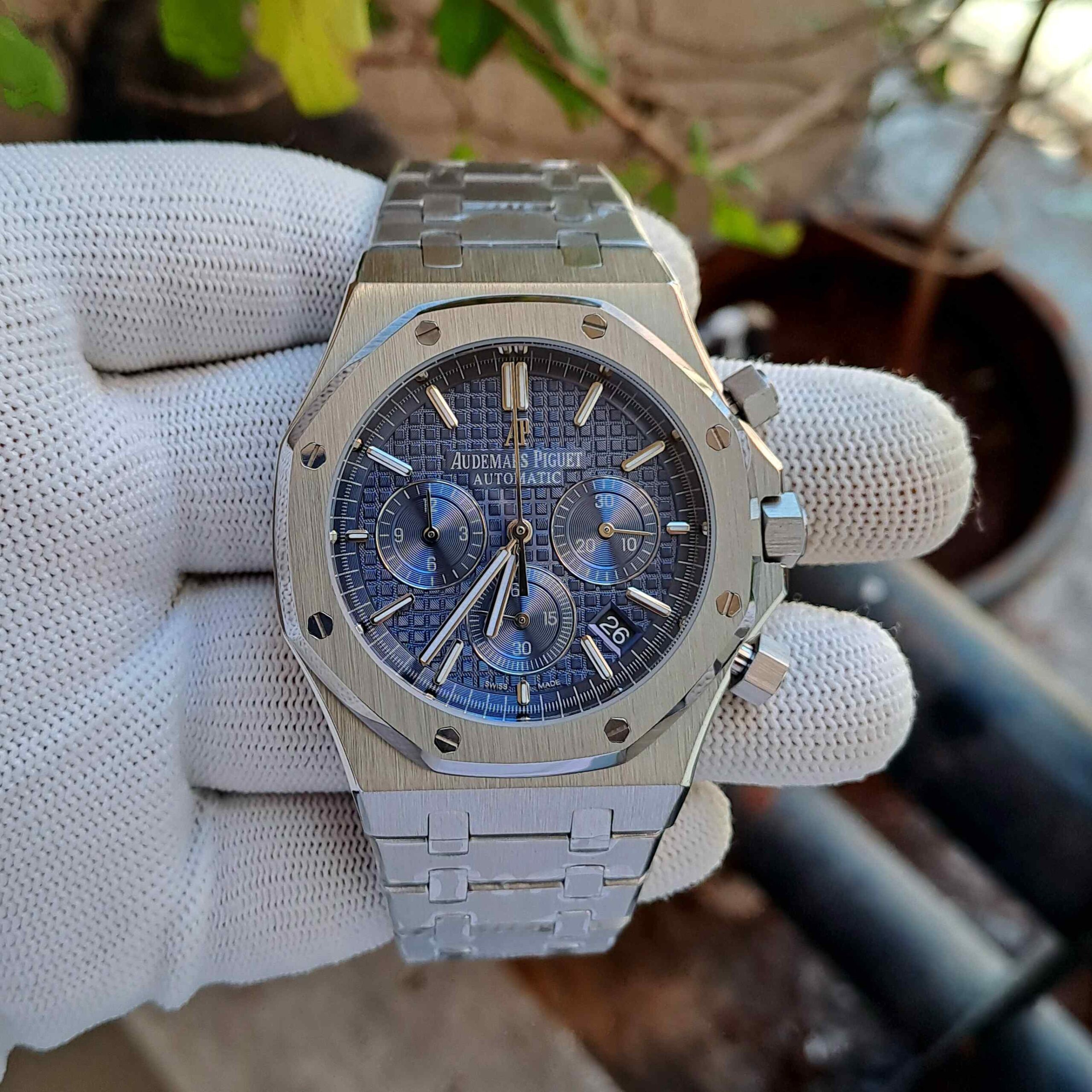 Audemars Piguet Royal Oak Chronograph Full Silver Blue Dial