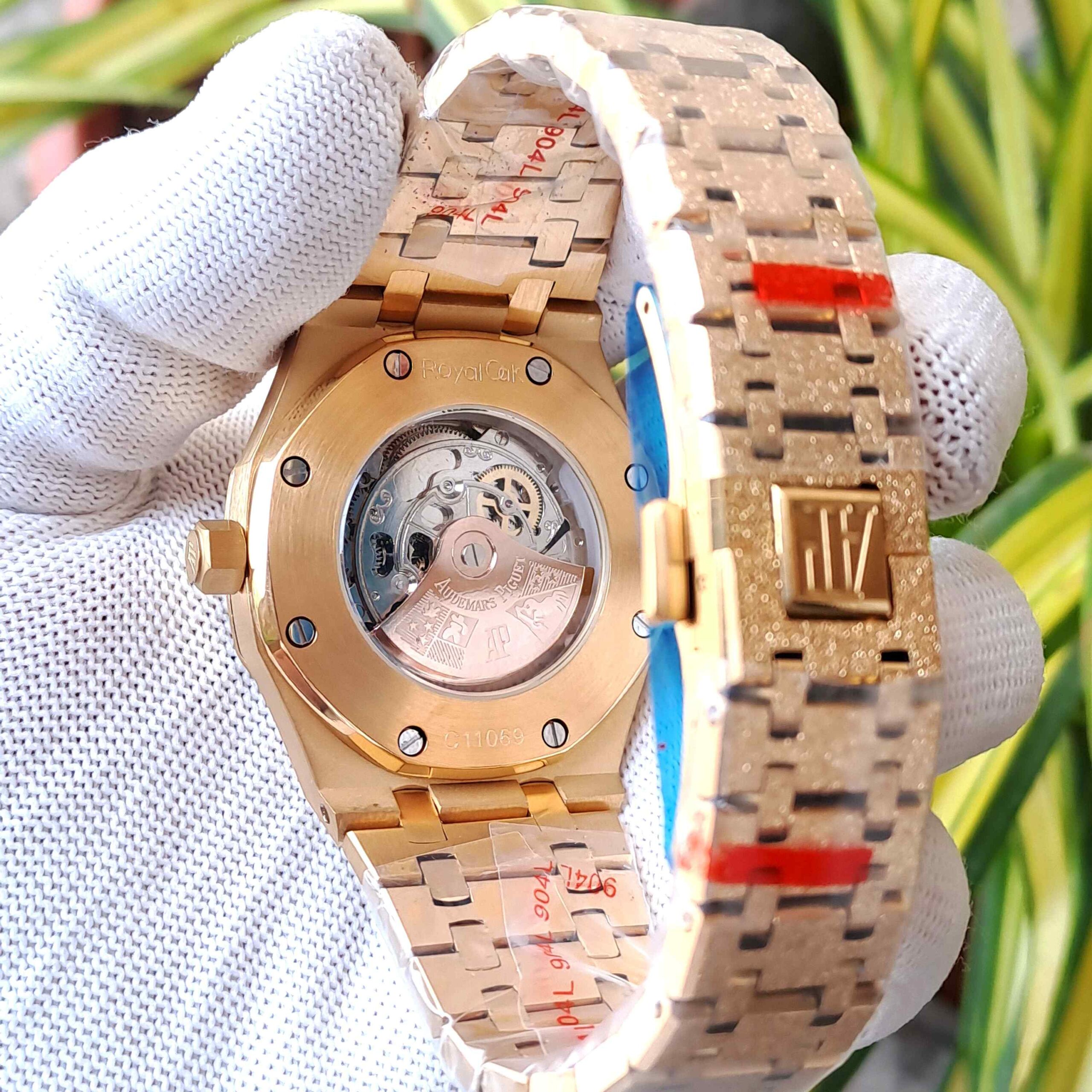 Audemars Piguet Royal Oak Full Golden Black Skeleton Dial Dimond Bezel - Image 2