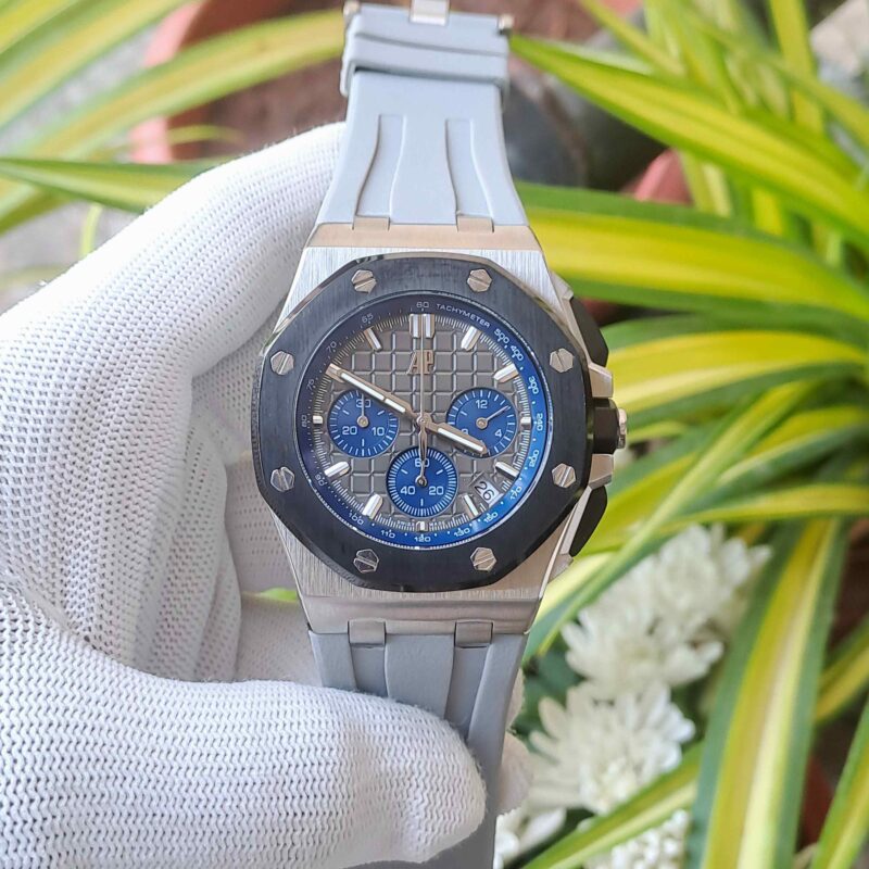 Audemars Piguet Royal Oak Offshore Blue Chronograph Silver Grey Dial