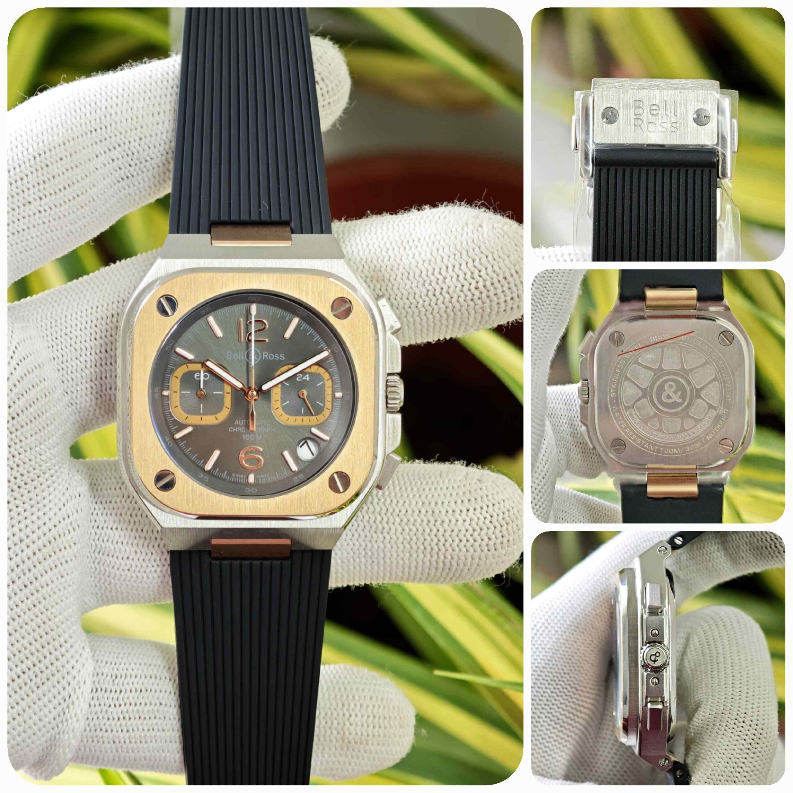 Bell & Ross Urban Chronograph Polished Gold Black Dial - Image 4