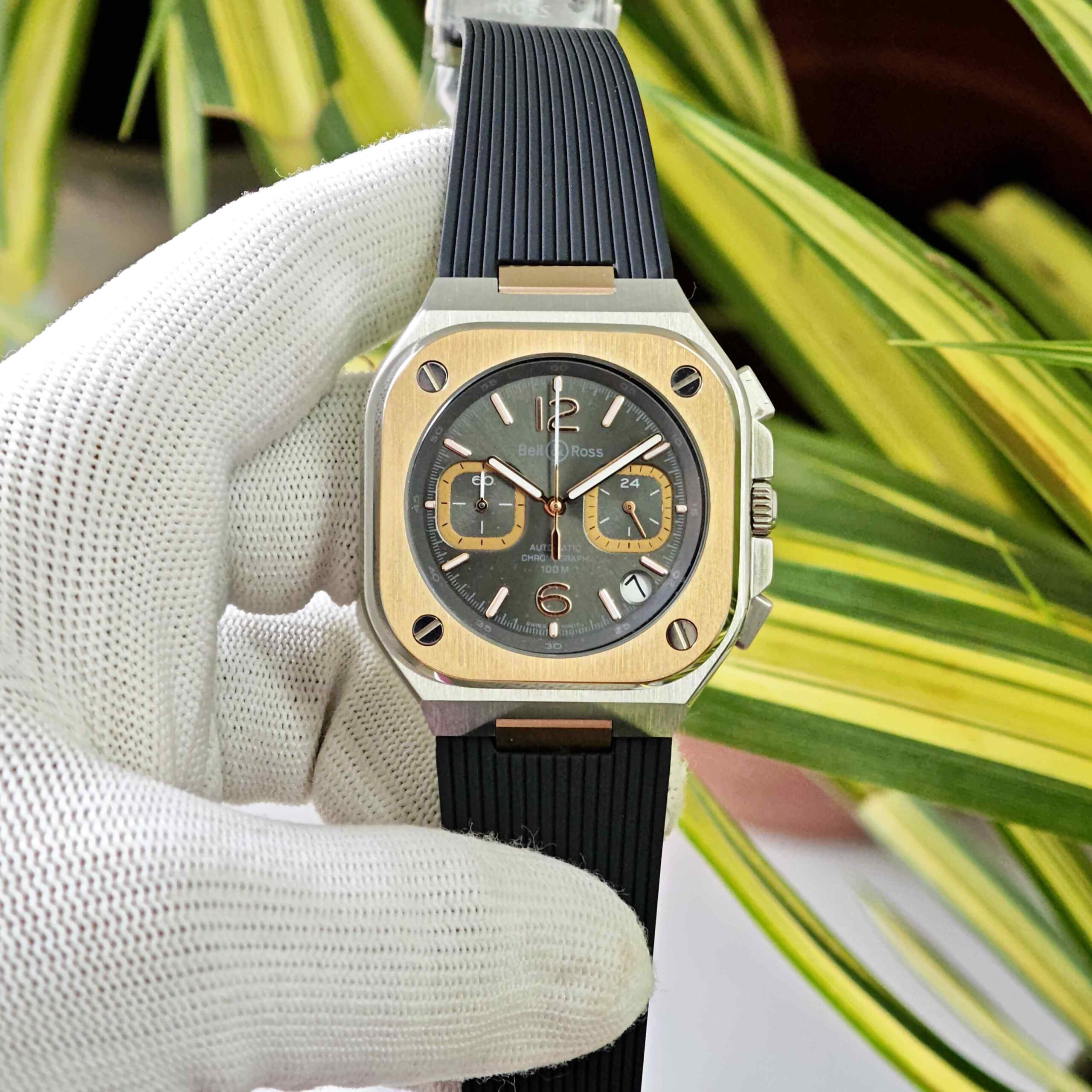 Bell & Ross Urban Chronograph Polished Gold Black Dial