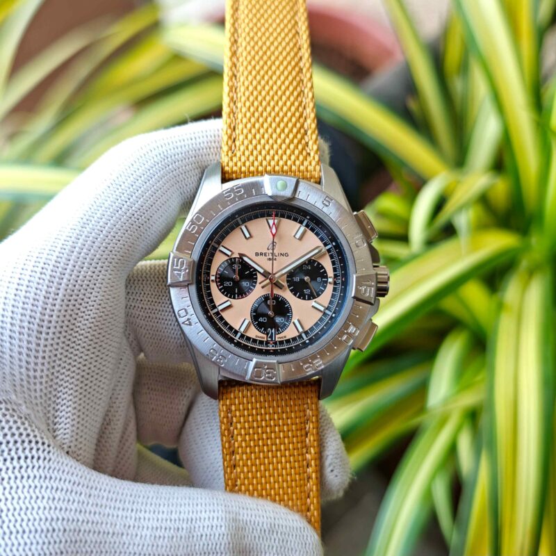 Breitling Avenger B01 Chronograph Steel Beige Dial Yellow Leather