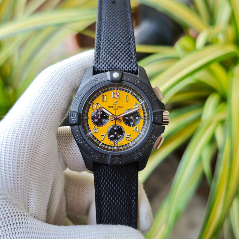 Breitling Avenger B01 Chronograph Yellow Dial Black Leather