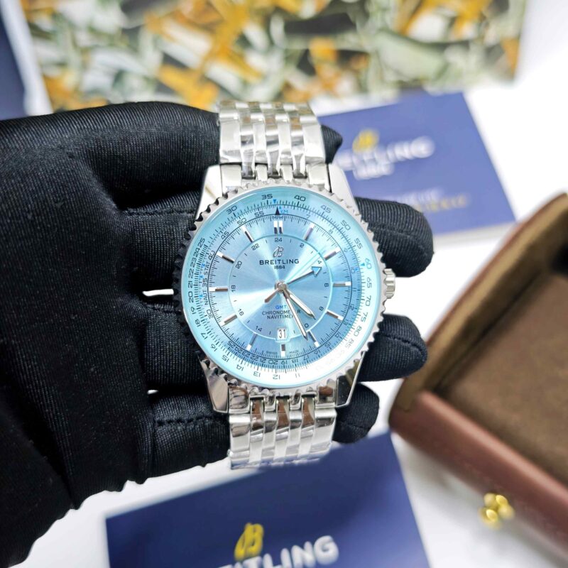 Breitling Navitimer GMT Steel Ocean Blue Dial Stainless Steel Strap