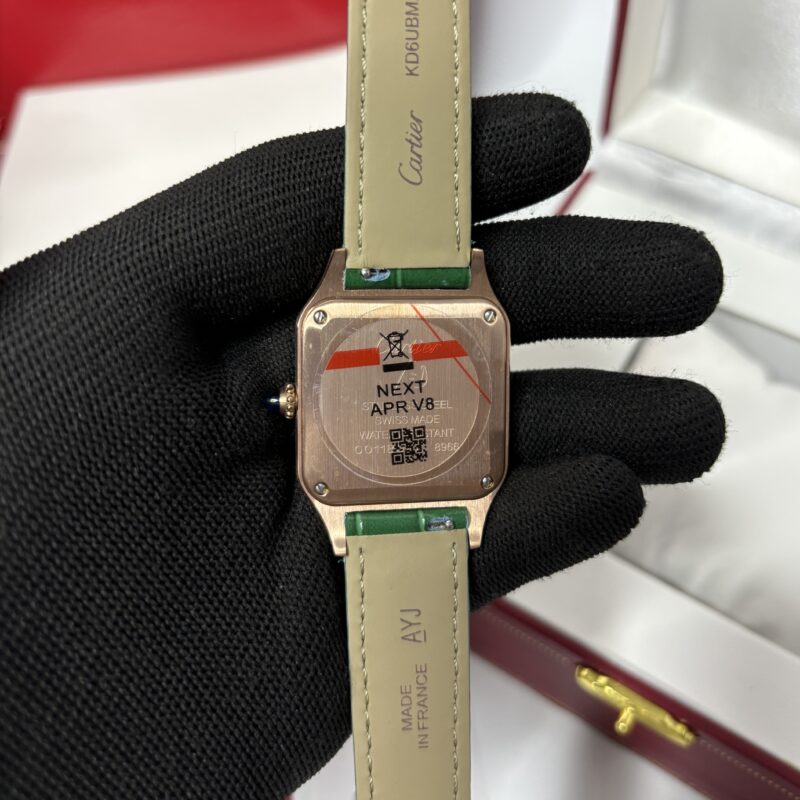 Cartier Santos Dumont Small Gold White Dial Brown Leather Strap - Image 2