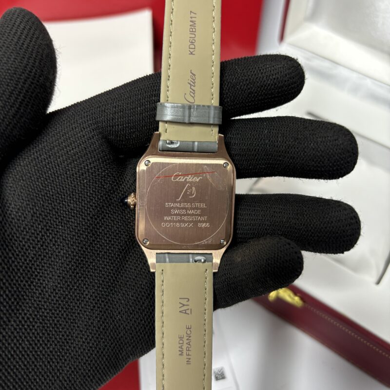 Cartier Santos Dumont Small Gold White Dial Red Leather Strap - Image 2