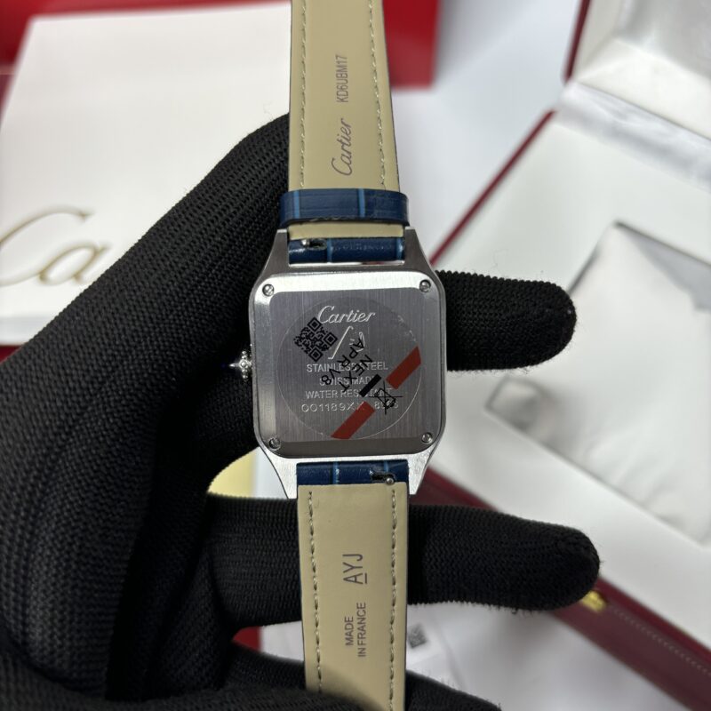 Cartier Santos Dumont Small White Dial Blue Leather Strap - Image 2