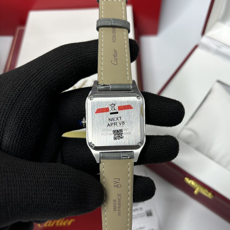 Cartier Santos Dumont Small White Dial Grey Leather Strap - Image 2
