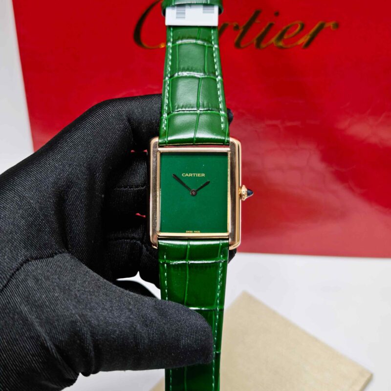 Cartier Tank Solo Polished Rose Gold Green Dial