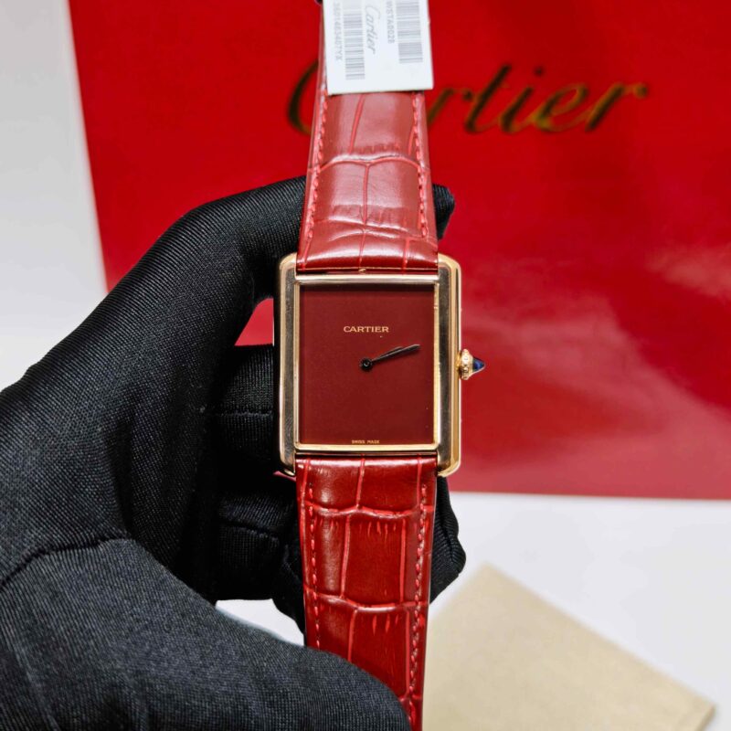 Cartier Tank Solo Rose Gold Red Dial
