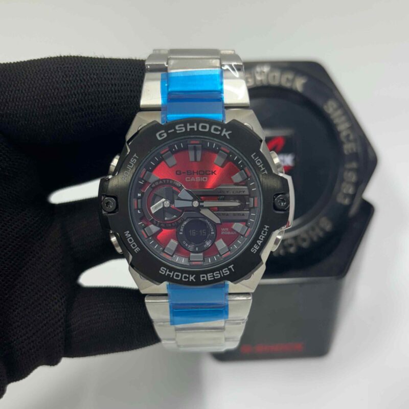 Casio G-Shock Stainless Steel Red Dial