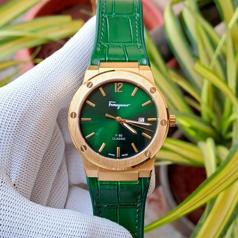 Ferragamo F-80 Classic Gold Green Dial Green Edition