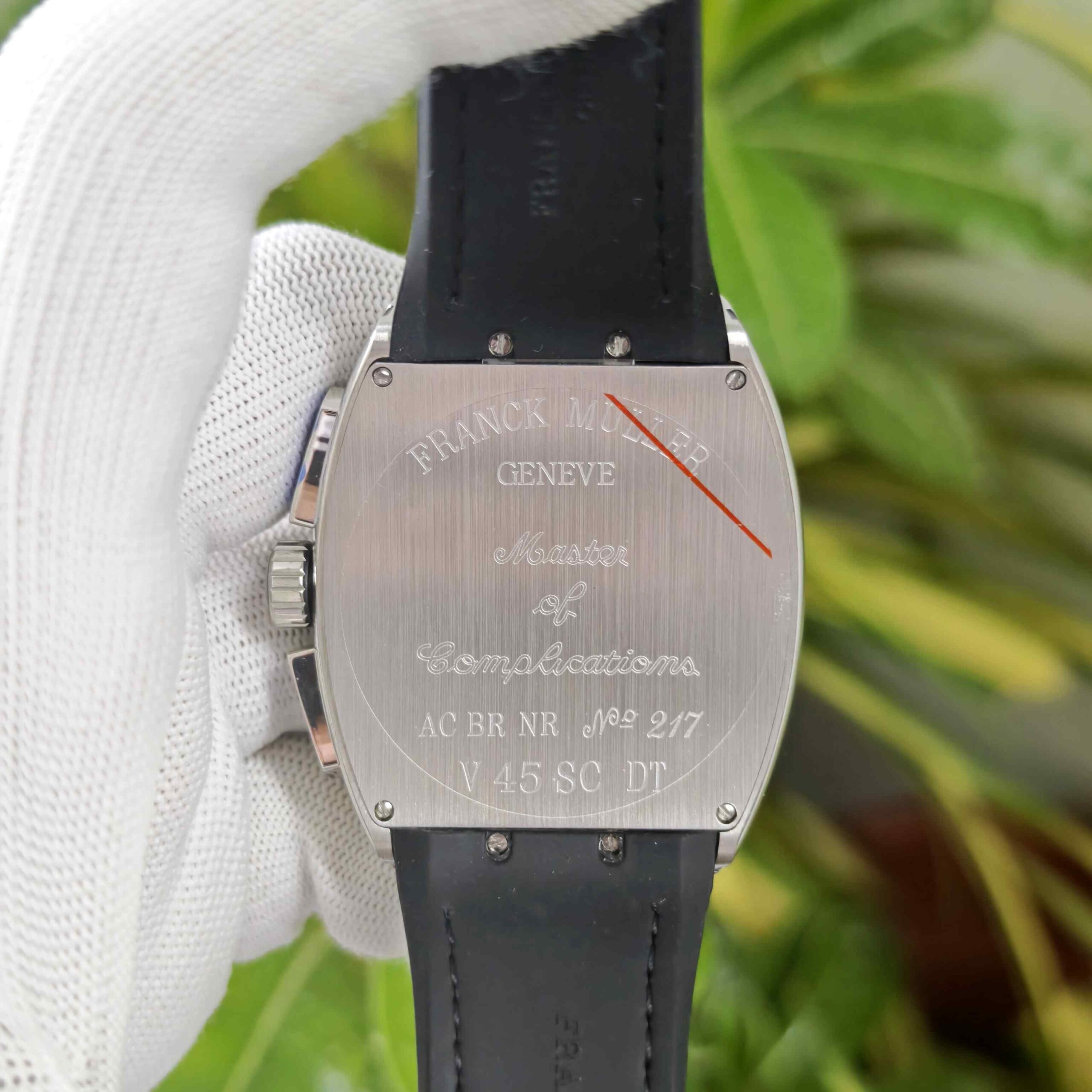 Franck Muller VANGAURD Chronograph Steel Black Dial Black Leather Strap - Image 2