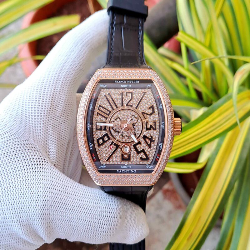 Franck Muller Vanguard Yachting Rose Gold Diamond Leather