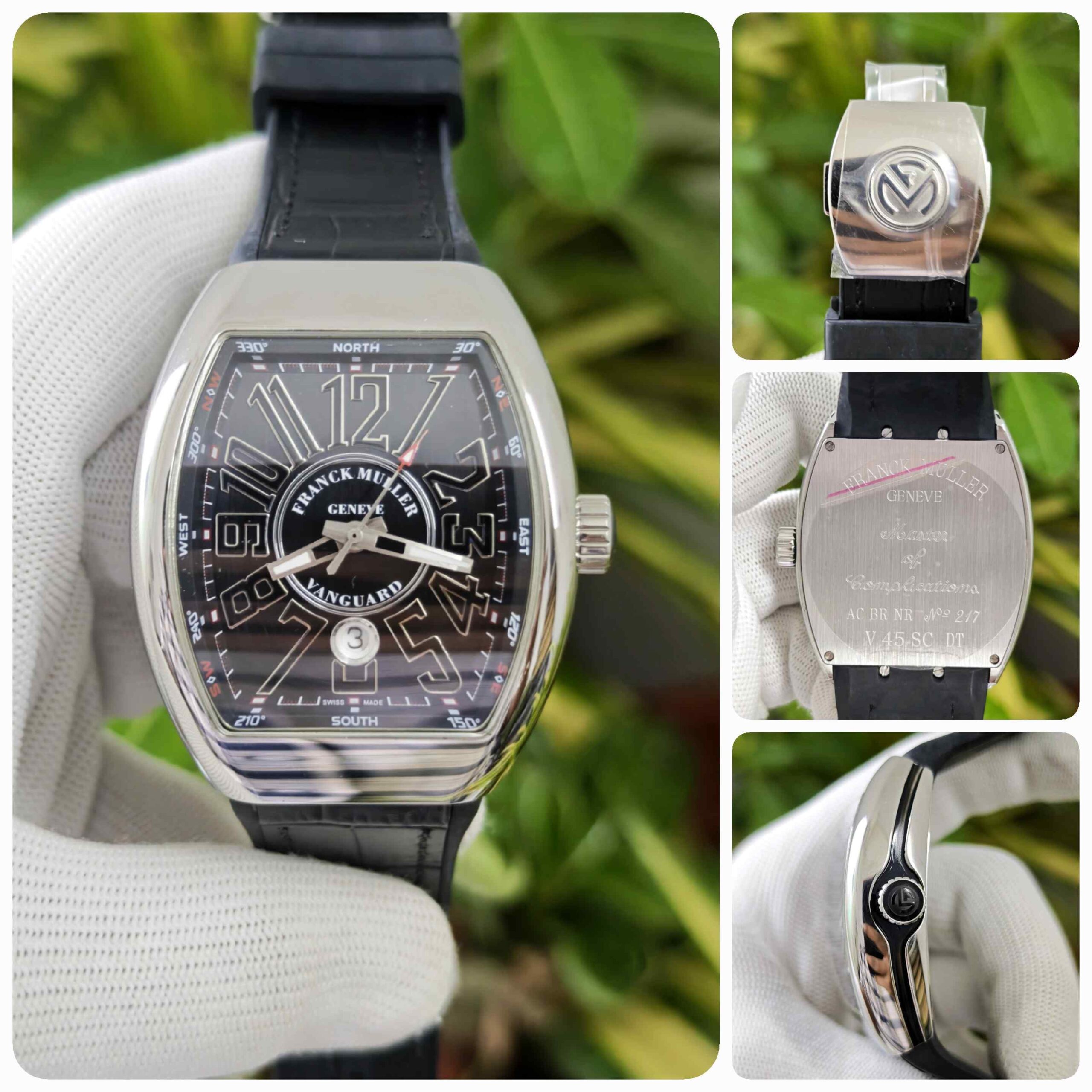 Franck Muller Vanguard Yachting Steel Black Dial Leather Strap - Image 3