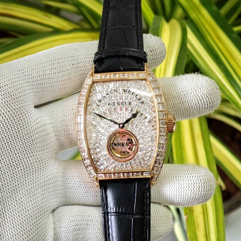 Frank Muller Grand Cintree Curvex Tourbillon White Dial Black Leather