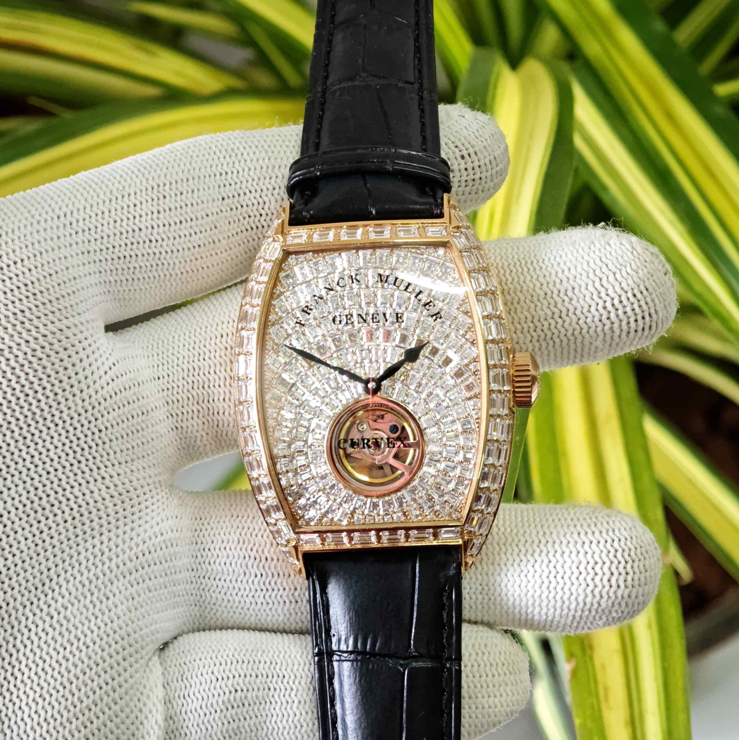 Frank Muller Grand Cintree Curvex Tourbillon White Dial Black Leather