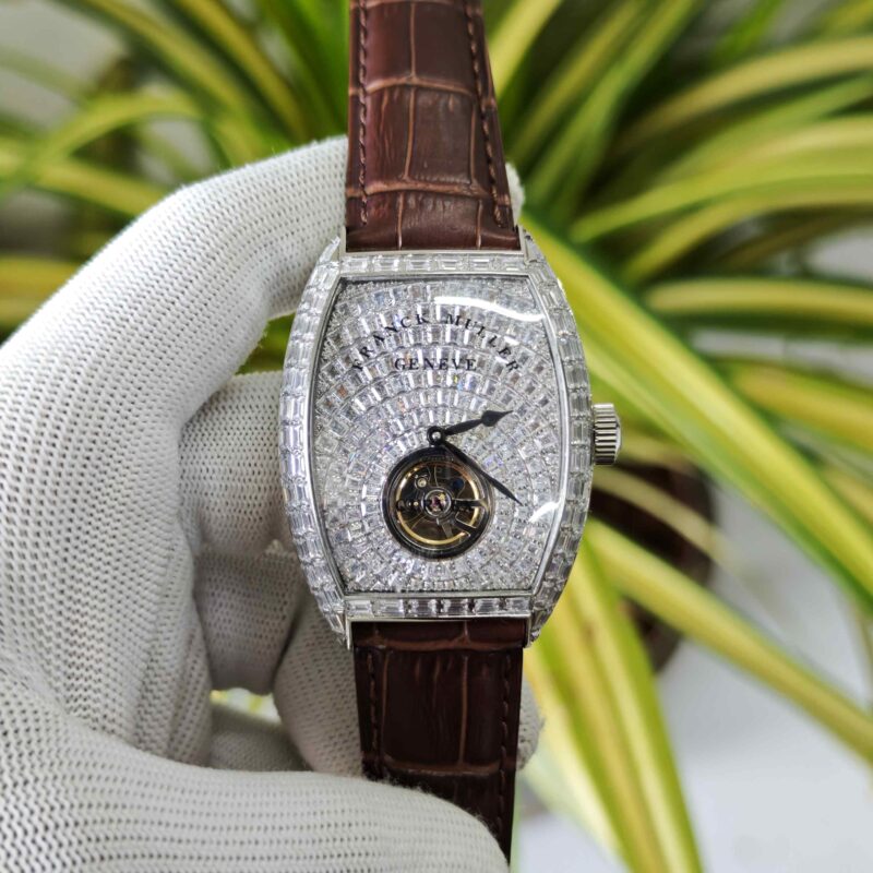 Frank Muller Grand Cintree Curvex Tourbillon White Dial Brown Leather Strap