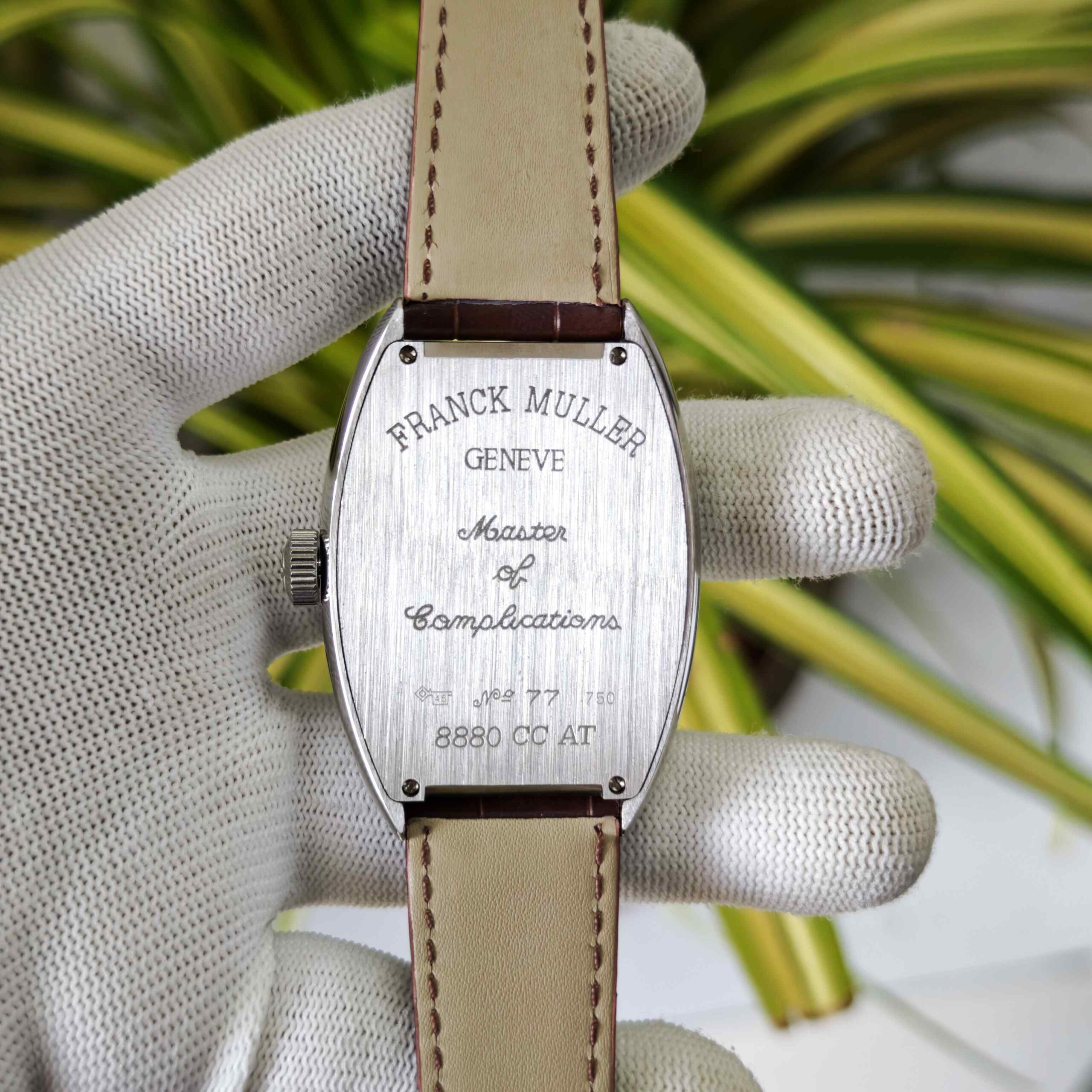 Frank Muller Grand Cintree Curvex Tourbillon White Dial Brown Leather Strap - Image 3