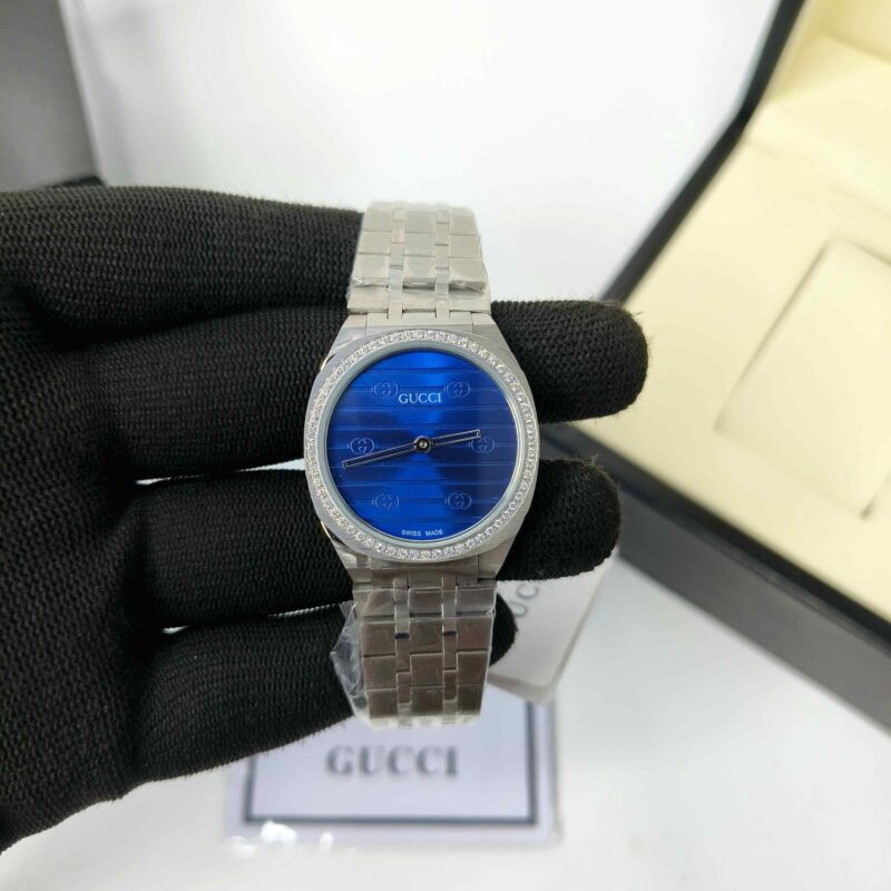 Gucci 25H Blue Diamond Bazel Stainless Steel - Image 2