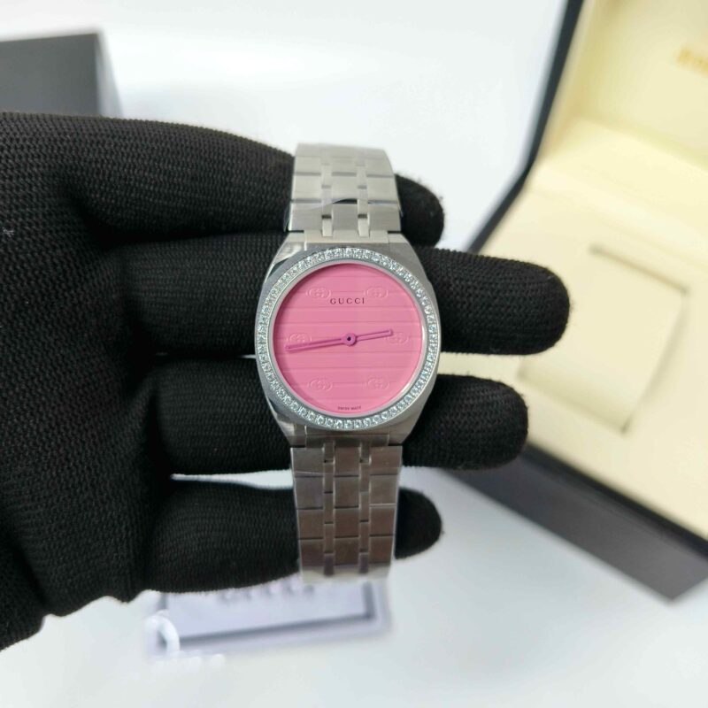 Gucci 25H Pink Diamond Bazel Stainless Steel - Image 2