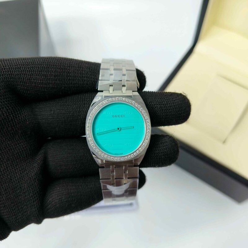 Gucci 25H Sky Blue Diamond Bazel Stainless Steel - Image 2