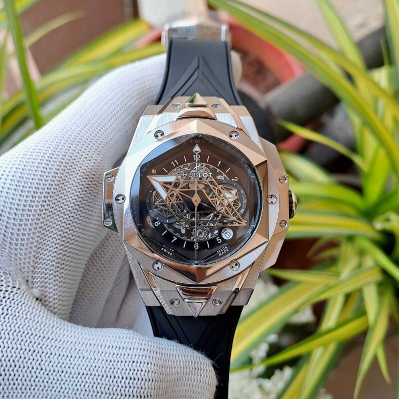 Hublot Big Bang UNICO Sang Bleu II Silver Black Dial Black Rubber
