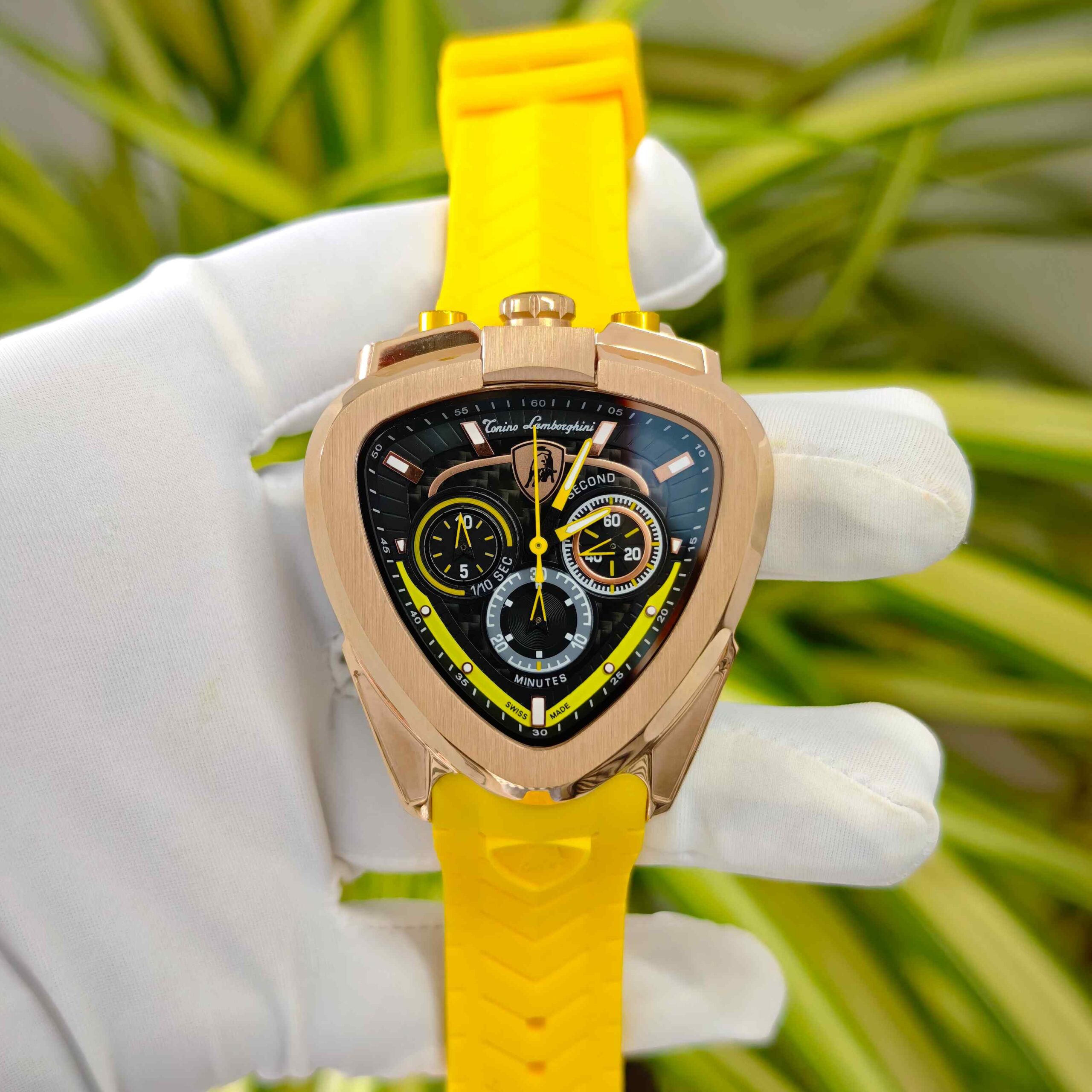 Lamborghini Spyder Chronograph Rose Gold Yellow Strap Limited Edition - Image 2