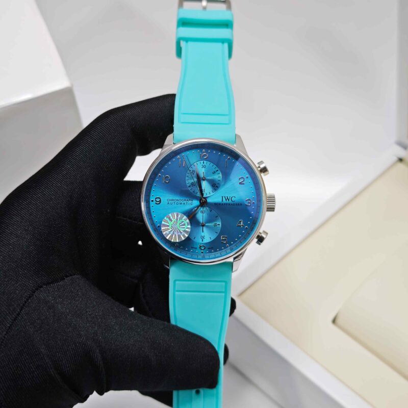 IWC Portugieser Chronograph Blue Dial Rubber Strap