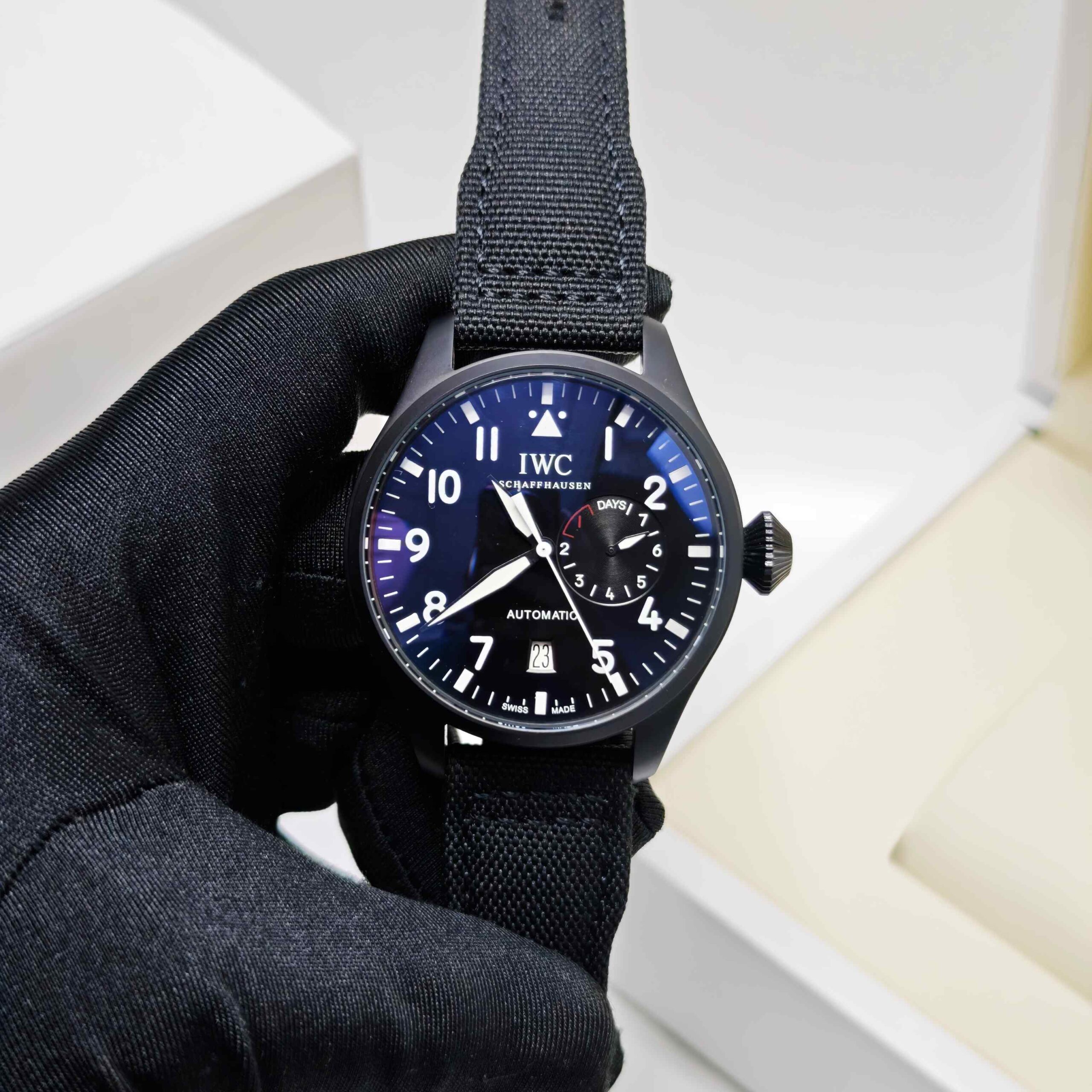 IWC Schaffhausen Big Pilot Top Gun Black Dial Black Nylon Strap