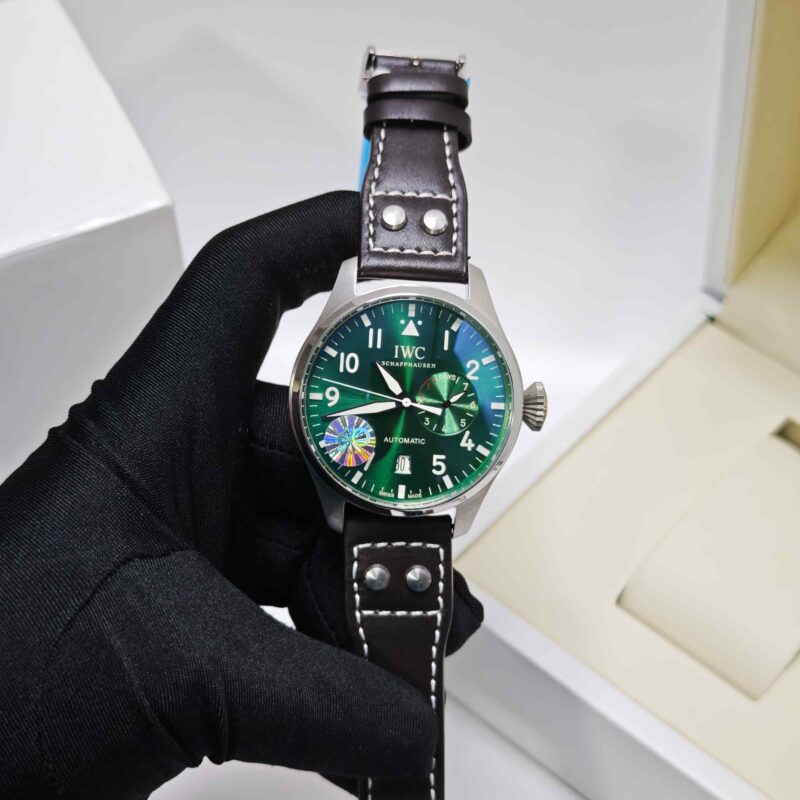IWC Schaffhausen Big Pilot Top Gun Steel Green Dail Leather Strap