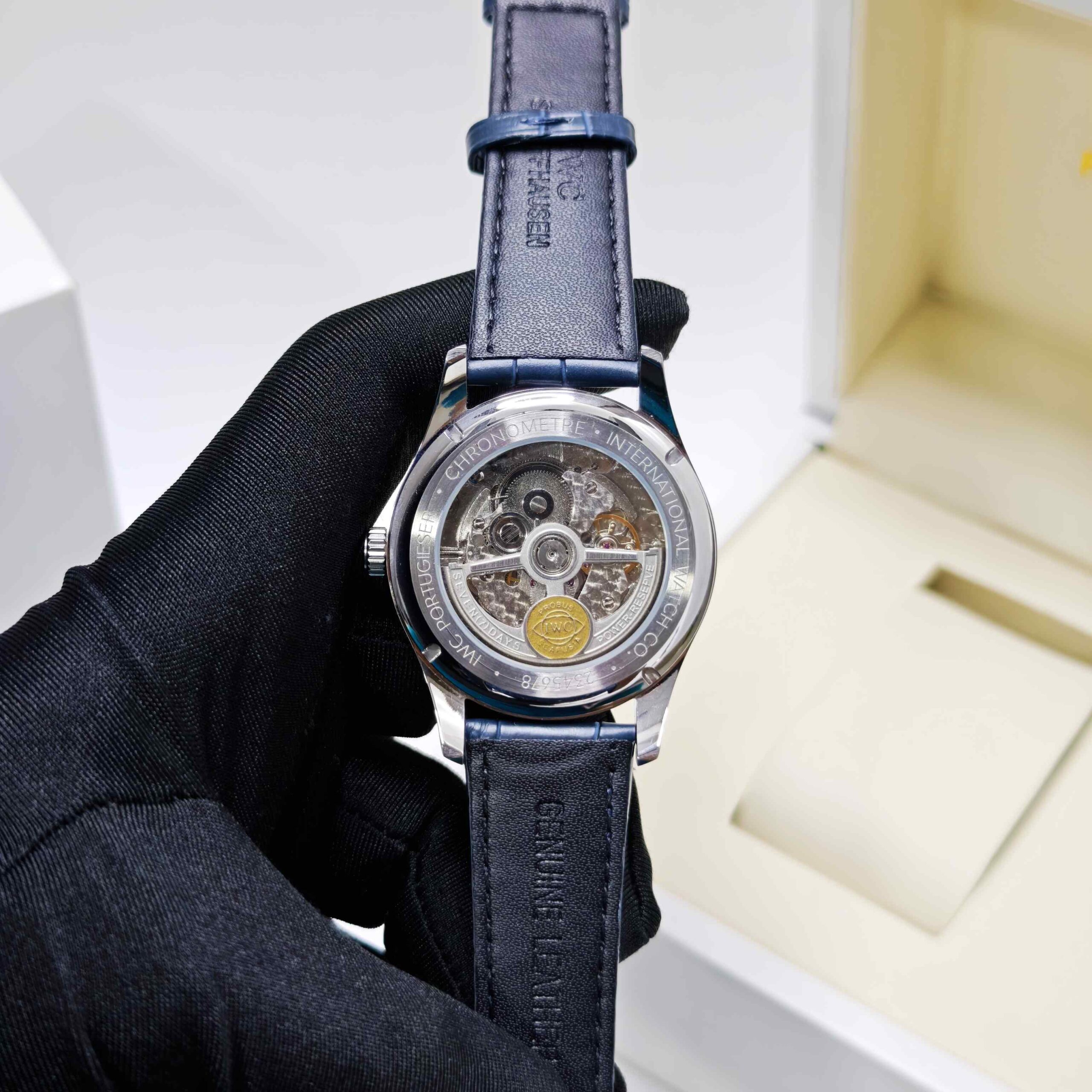 IWC Schaffhausen Portugieser Steel Blue Dial Leather Strap - Image 2