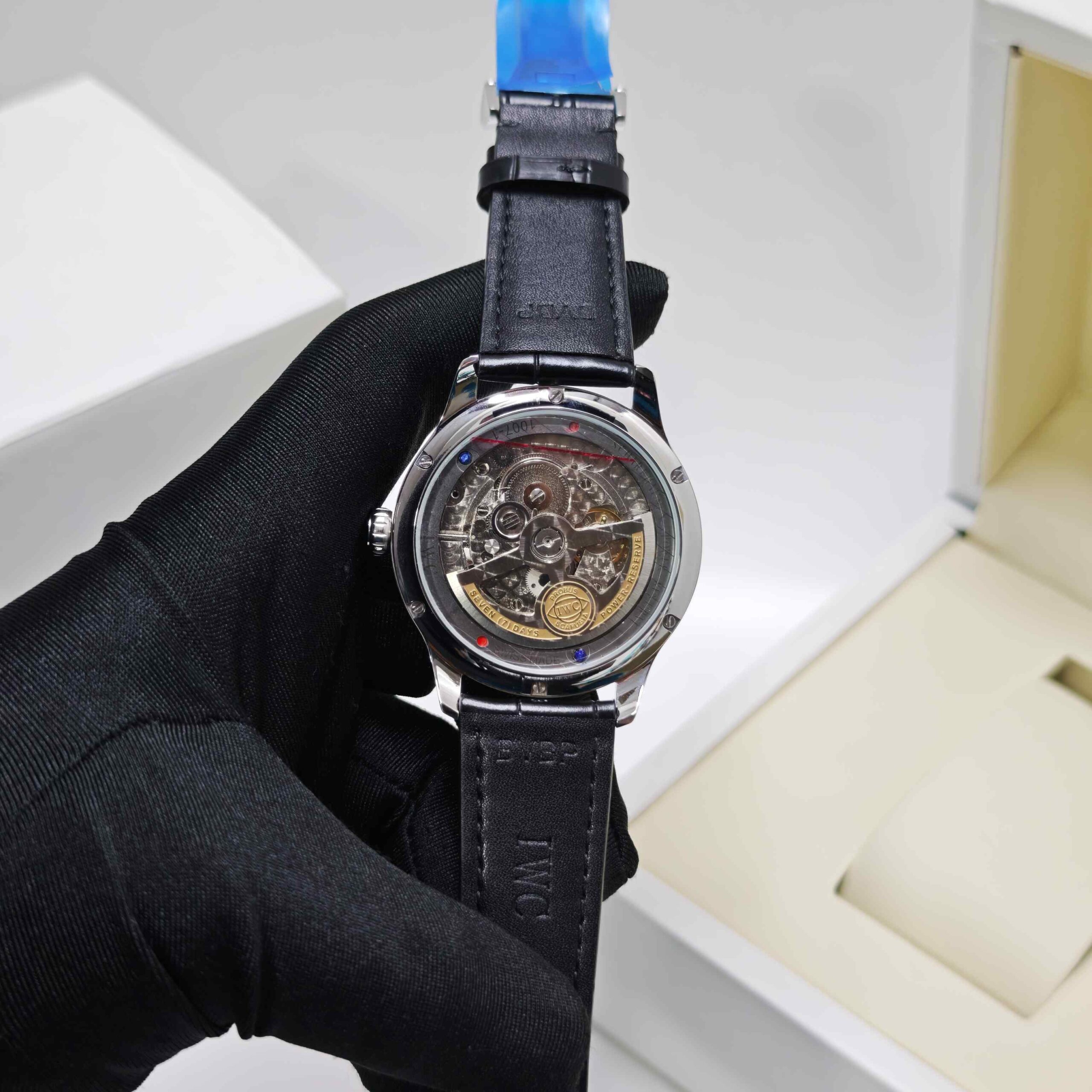 IWC Schaffhausen Portugieser Steel Green Dial Black Leather Strap - Image 2