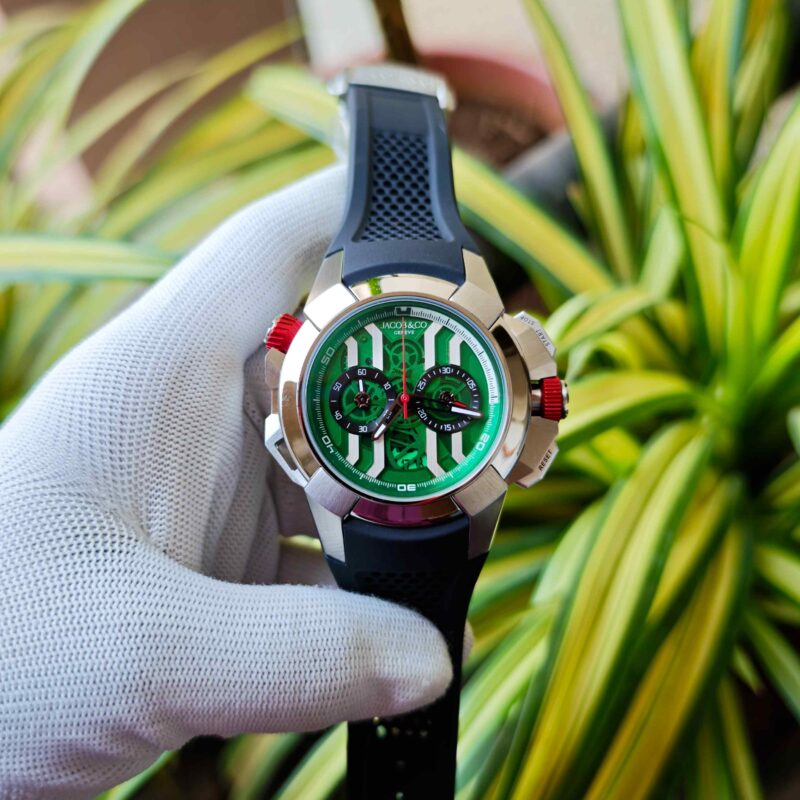 Jacob & Co Epic X Chronograph Green Dial Black Rubber