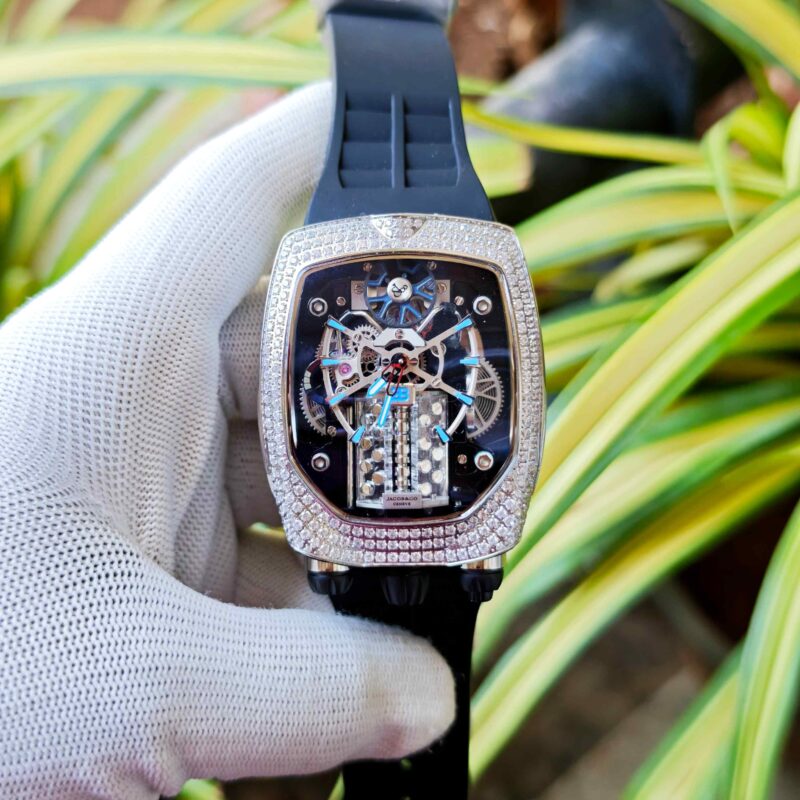 Jacob & Co. Bugatti Chiron Tourbillon Diamond Black Rubber Strap