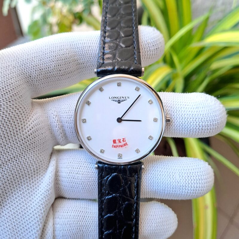 Longines La Grande Classique Diamond White Dial Black Leather Strap - Image 2