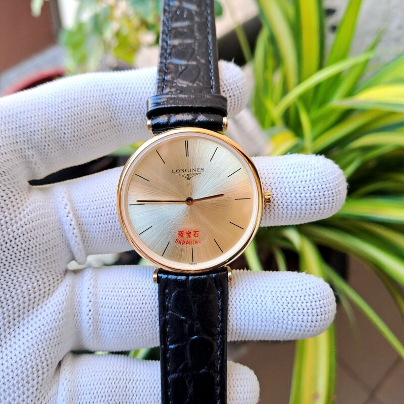 Longines La Grande Classique Full Gold Black Leather Strap - Image 2