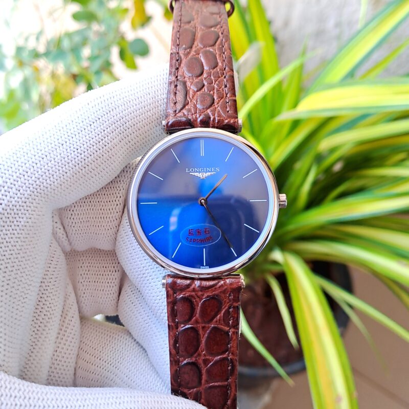 Longines La Grande Classique Full Silver Blue Dial Brown Leather