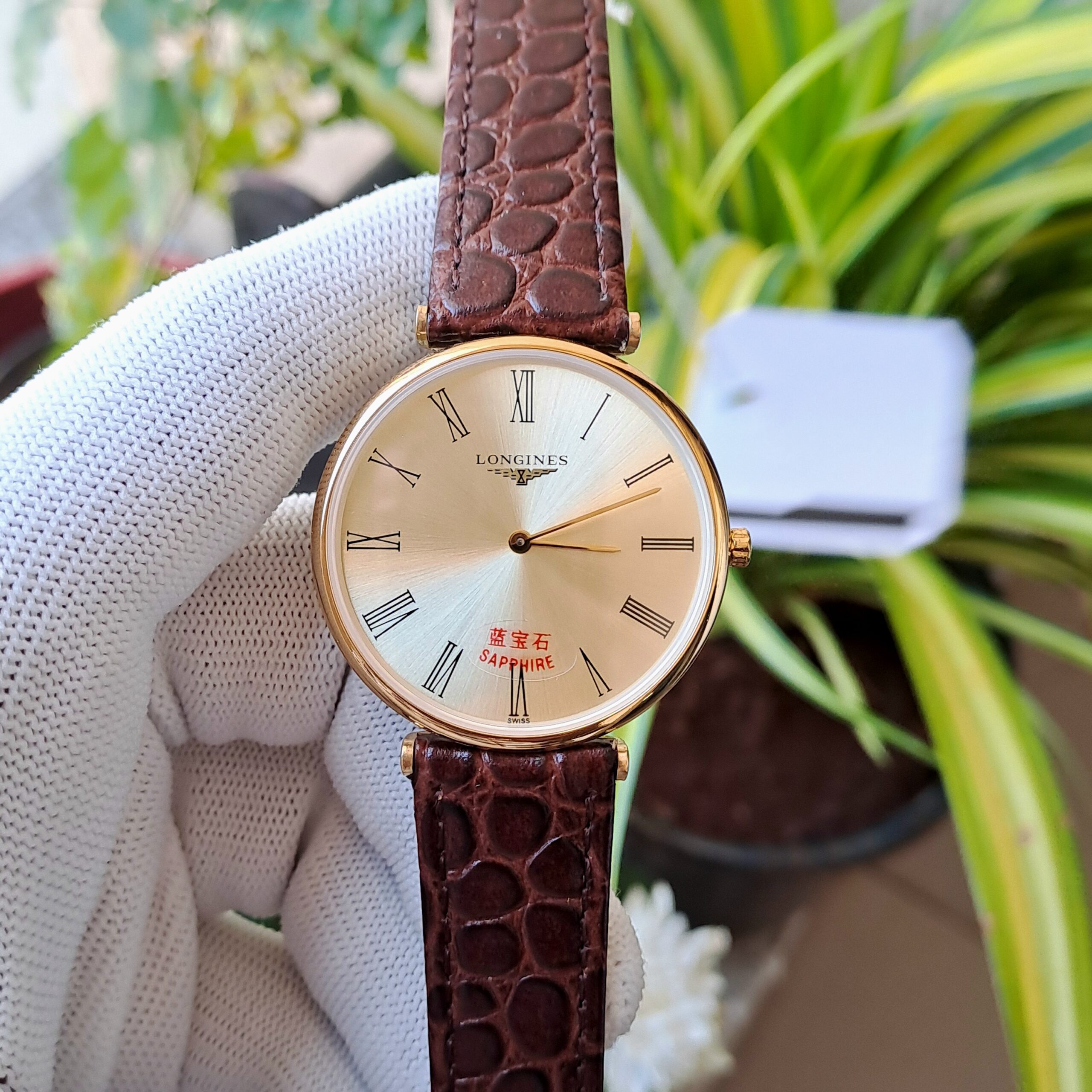 Longines La Grande Classique Roman Rose Gold Dial Brown Leather Strap