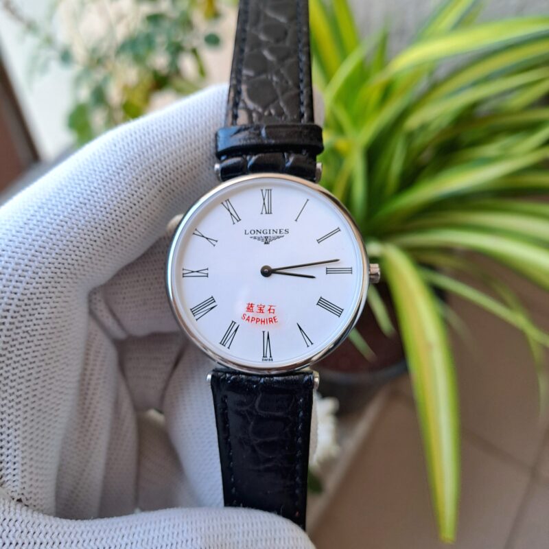 Longines La Grande Classique Roman White Dial Black Leather Strap