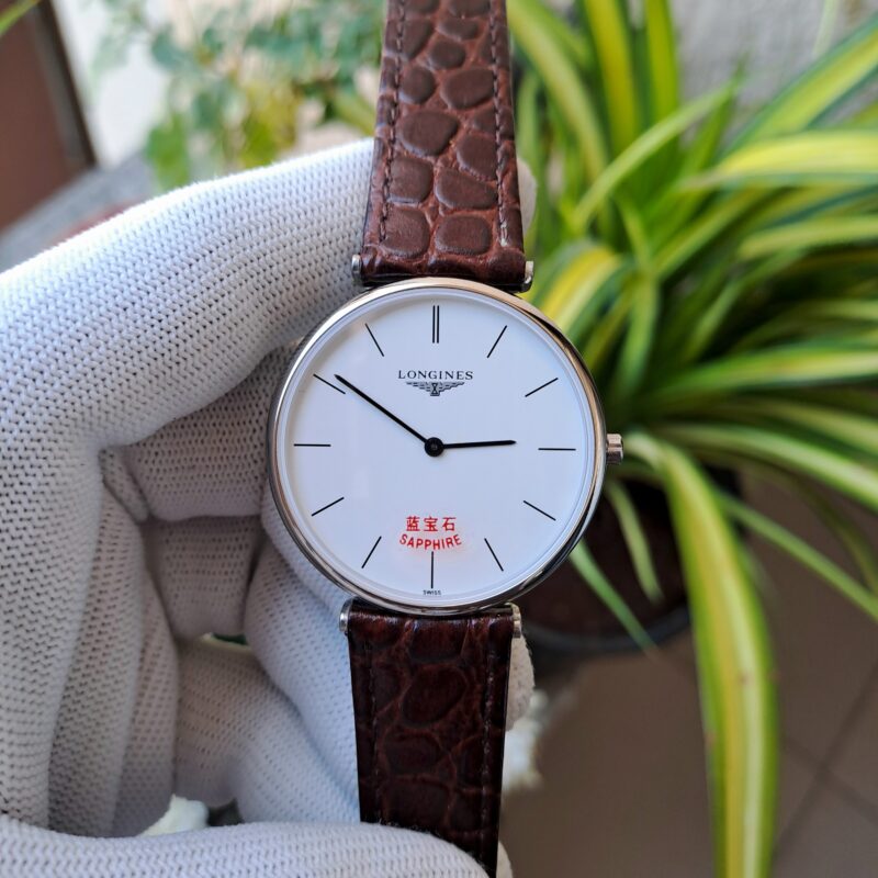 Longines La Grande Classique Silver White Dial Brown Leather Strap