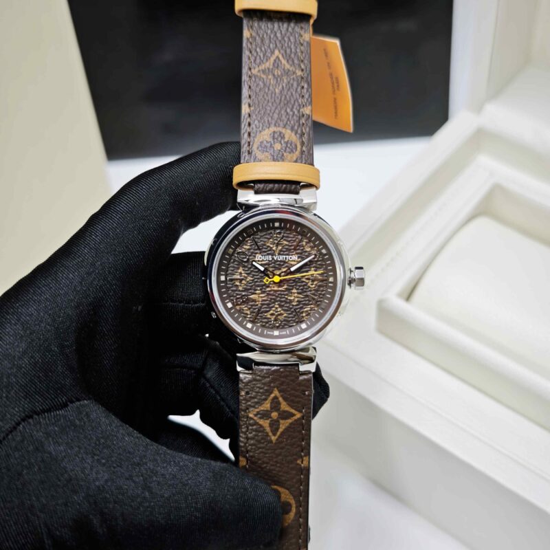 Louis Vuitton Tambour Monogram Steel Brown Dial