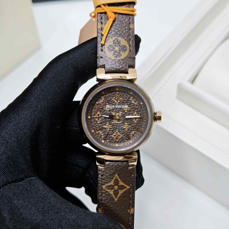 Louis Vuitton Tambour Monogram Steel Brown Dial