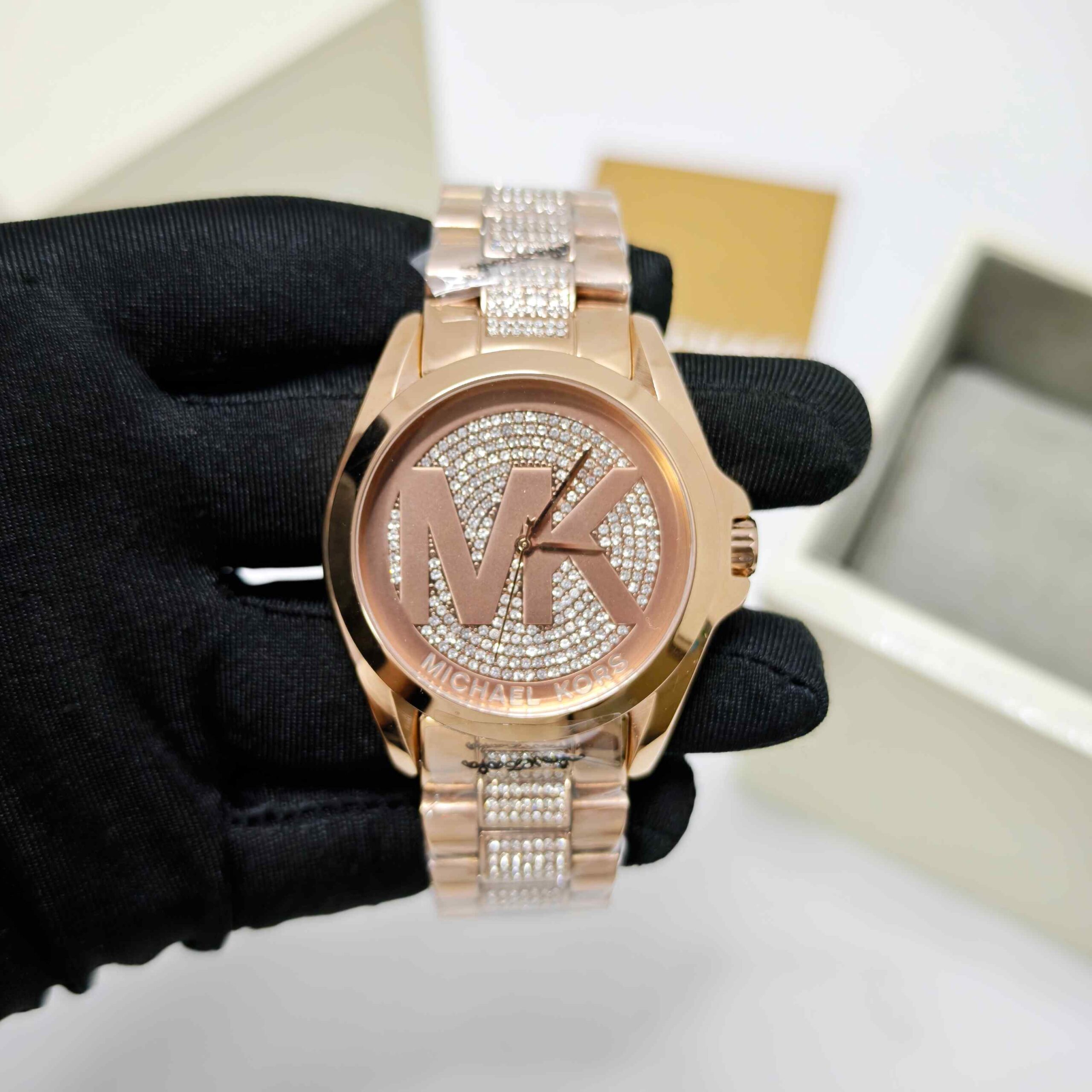 Michael Kors MK6437 Bradshaw Rose Gold Mk Logo Diamond Dial
