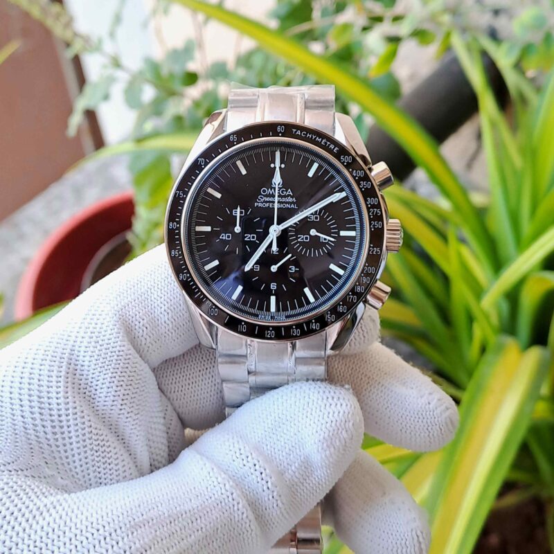 Omega Speedmaster Steel Black Dial Stainless Steel Strap