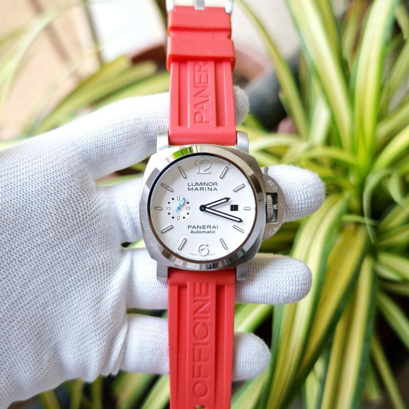 Panerai Luminor Marina PAM01314 White Dial Red Strap