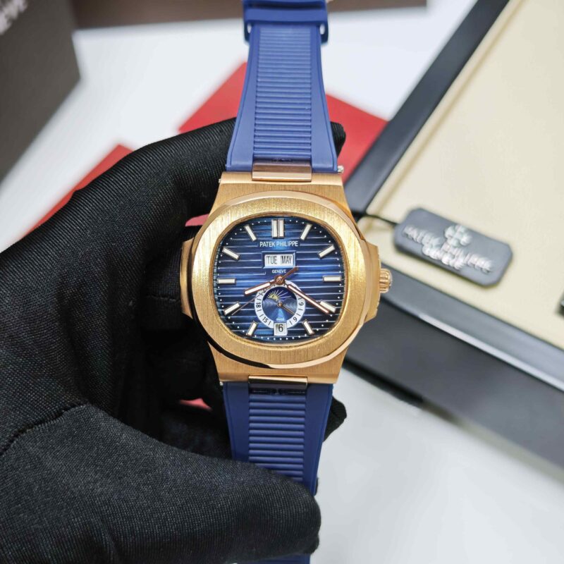 Patek Philippe Nautilus Annual Calendar Moon Phase Blue Dial