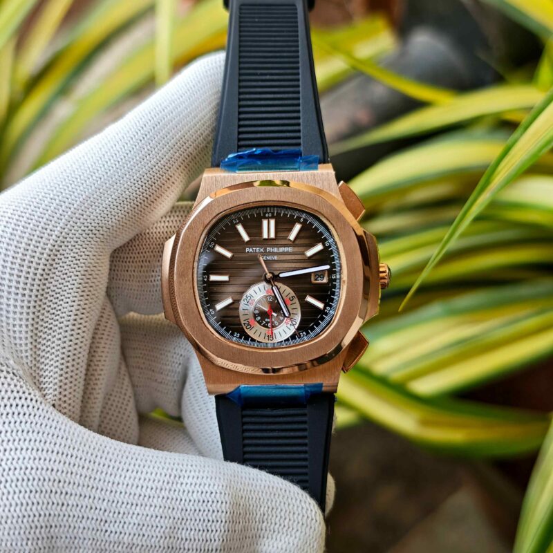 Patek Philippe Nautilus Brown Dial Black Rubber Strap