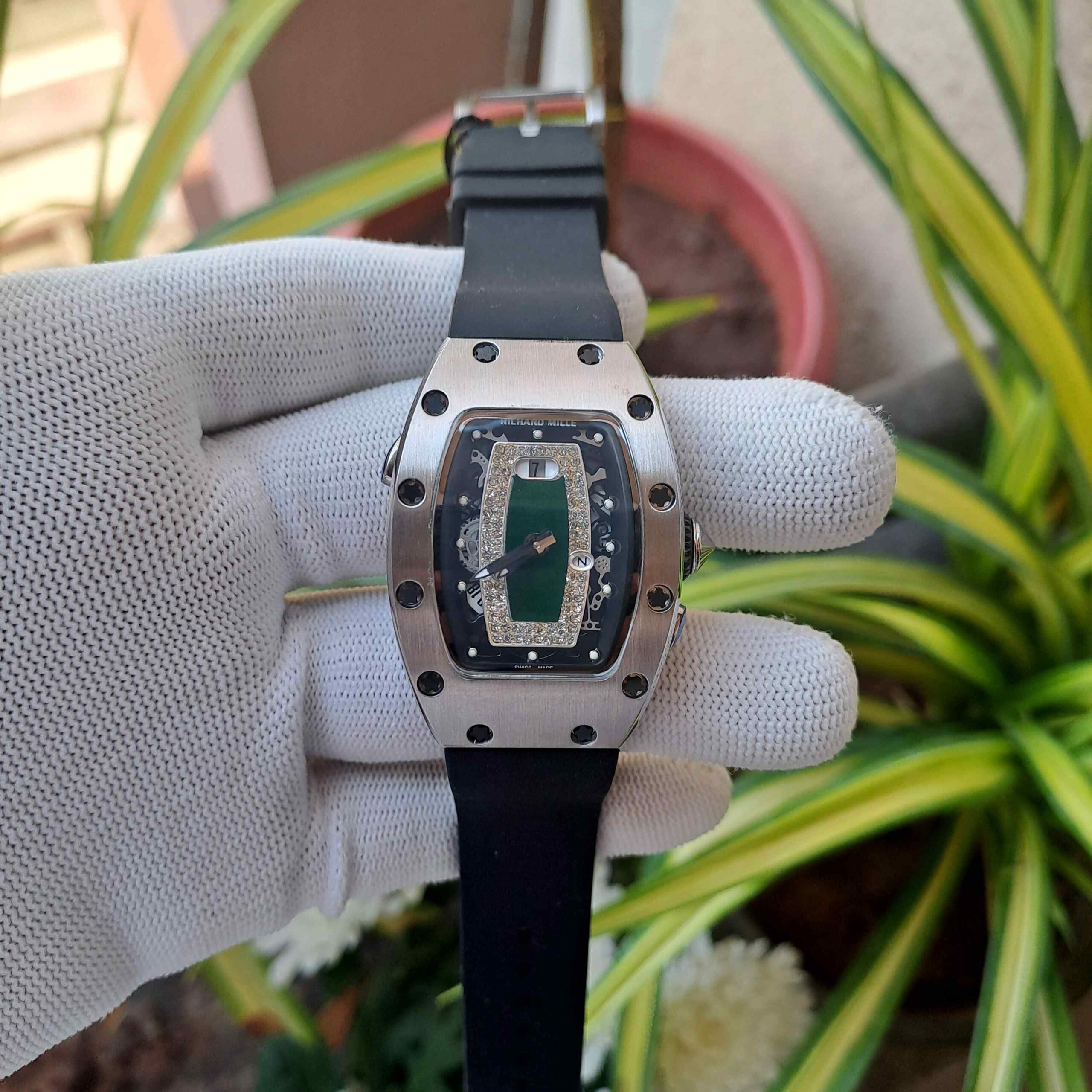 Richard Mille RM 07-01 Silver Green Rubber Strap - Image 2