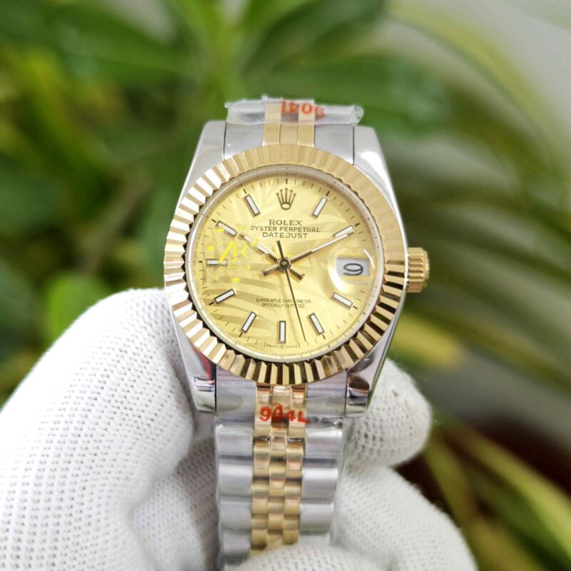Rolex Date-Just Dual Tone Golden Dial Stick Marker